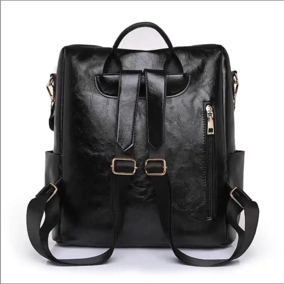 #114 BLOWOUT SALE ❤️New! Black Soft Vegan Leather Boho Aztec Backpack/Travel Bag - Picture 9 of 10